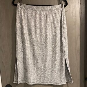 Banana Republic Heather Gray Ribbed Midi Skirt